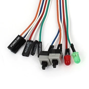 1pcs PC Atveju, Raudonos, Žalios LED Lempos ATX Maitinimo iš Naujo HDD Jungiklis Švino-20 VNT Plokštė kabelis naujas