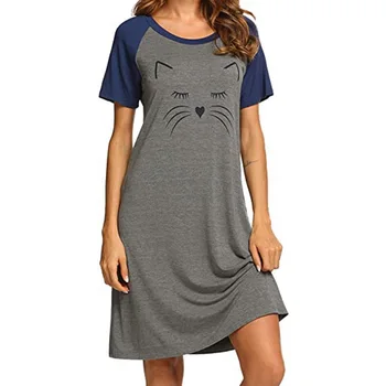 2020 Moterų Laišką Nightgowns Sleepshirts Sleepwear Atsitiktinis Prarasti Miego Marškinėliai Spausdinti Naktį Suknelė Trumpomis Rankovėmis Plius Dydžio Naktiniai Drabužiai