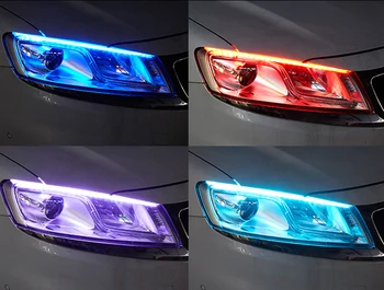 2vnt Naujausias Posūkio Signalo Vadovas Juostos Automobiliams, DRL Auto Teka priešakinių Šviesų LED Dieniniai Žibintai, Automobilių Optikos Reikmenys