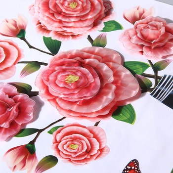 3D Gražių Gėlių Siena Lipdukas Vandeniui PVC Žiedų Šaldytuvas Lipdukai Rose Vaza Lipdukas Foną Miegamajame Gėlių, Sienų Dekoras