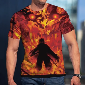 3D Spausdinimo T-shirt Anime Demon Slayer Apvalios Kaklo Viršuje Vyrai Moterys Mados Vasaros Karšto Pardavimo trumpomis Rankovėmis, Patogus, Minkštas, Aukštos Kokybės