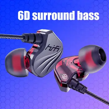 6D 4-Core Dual Juda Ritė Ausines In-Ear 3.5 mm HiFi Bass Laidinis Ausinių Sporto, Muzikos Stereo Ausines Sansung 