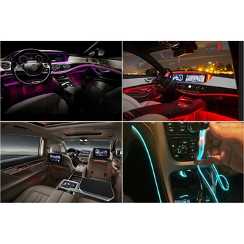Automobilio Salono Atmosferą Apšvietimas RGB LED Šviesos Juostelės Belaidžio App Nuotolinio Valdymo Automobilių Dekoratyvinis EL Neon Viela, Juostos, Lempos