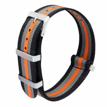 Black&Grey&Orange Stripe Premium Nailono Nato Žiūrėti Juosta Dirželis Sunkiųjų Nailono Žiūrėti Diržas