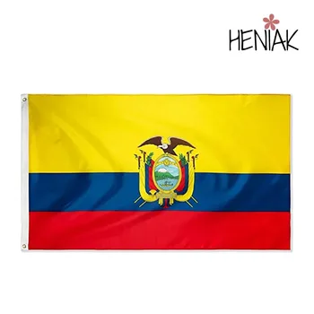 Ekvadoro nacionalinės vėliavos 150cm x 90 cm raudona mėlyna geltona poliesterio audinio su herbas apdailos Ekvadoro šalį