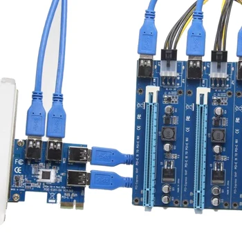 EUX1-04 PCIE 1 iki 4 Slots Riser Card Adapter PCI-E, USB 3.0 Konverteris Pratęsimo Card PCIE Riser Extender BTC Miner Kasyba