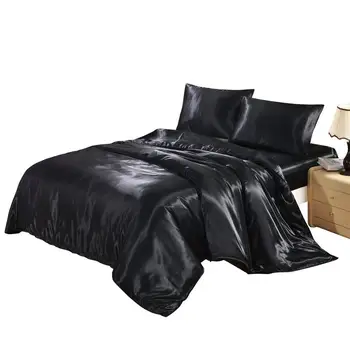 Gryno šilko satino patalynės komplektas Namų Tekstilės King size lova nustatyti lova, drabužių, antklodžių padengti plokščias lapas pagalvių užvalkalai
