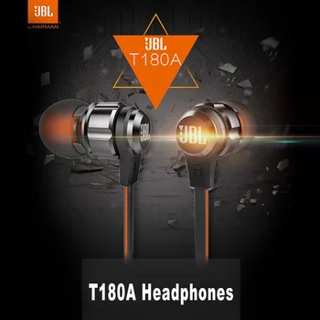 JBL T180A In-Ear Stereo Ausines 3,5 mm Laidinio Sporto Žaidimų Ausinės Pure Bass Ausinių laisvų Rankų įranga Su Mikrofonu