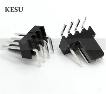 Juodo plastiko lukštais 2.54 mm 2510 3PIN 4PIN 3-pin, 4-pin (3+1) lenkta adata jungtis scoket PC kompiuteris ATX 2540 ventiliatoriaus Galia