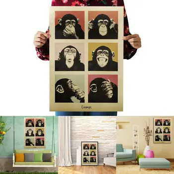 Juokinga gorila Sienų Lipdukai, Plakatai ir Spausdina Popieriaus Gyvenimo Miegamasis Baras, Kavos Plakatas Mados Apdailos estetikos, Vaikų Kambarys