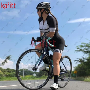Kafitt naujų dviračių jumpsuit moterų palaidinukė tinka moterų sportininkas trumparankoviai marškinėliai dviračių darbo drabužiai Camisa Ciclismo