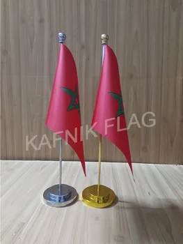 KAFNIK,Marokas Biuro stalas stalas vėliava su aukso arba sidabro spalvos metalo stiebo pagrindo 14*21cm šalies vėliavos nemokamas pristatymas