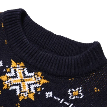 LACIBLE Kalėdų Snaigės Modelio Sweater Mens Streetwear Derliaus Megzti Megztinis Puloveriai Žiemos Negabaritinių Viršūnes Vyrų Clothin