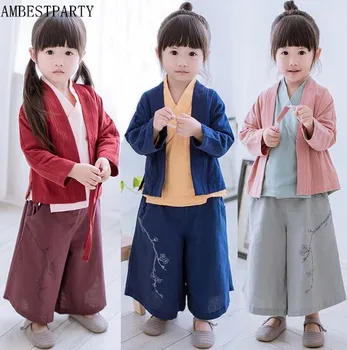 Nauja Vasaros Vaikų Skalbiniai Kung Fu Tiktų Vaikams Hanfu Marškinėliai Drabužių Tradicinės Kinų Stiliaus Naudingumo drabužius Cosplay kostiumas