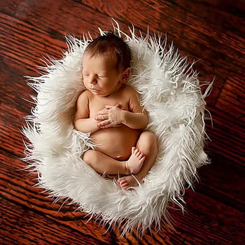 Naujagimio Minkštos Dirbtinės Paminkštinta Pagalvėlė Fone Antklodė dirbtinio kailio kūdikių fotografija rekvizitai 19.7 x 23,6 cm pagalvėlė 1pcs