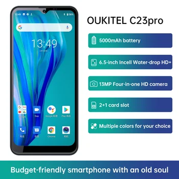 Naujas Oukitel C23 pro 4GB+64GB 6.53 colių 5000mAh 4G LTE Išmanųjį telefoną MT6762V/WB Android 10.0 Mobilusis telefonas 8 VAL/13PM Kamera Išmaniųjų Telefonų