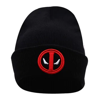 Nauji Karšto Pardavimo Žiemos Medvilnės Deadpool Skrybėlę Siuvinėjimo Vyrų Ir Moterų Skrybėlės Minkštas Kieto Beanies Hip-Hop Šiltas Megztas Kepurės Gorros