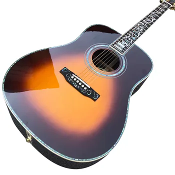 Nekilnojamojo Abalone 41 Cm D Stiliaus Akustine Gitara Sunburst Kietas Eglės Viršuje Ebony Fingerboard Guitarra