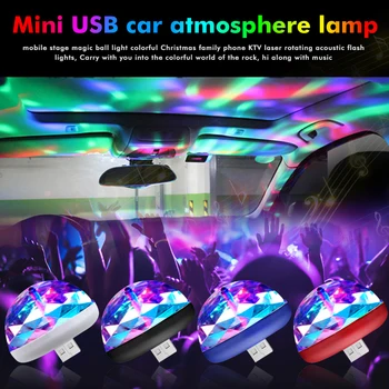 Nešiojamų Mini USB LED Šviesos Atmosfera Etape Stebuklinga DJ Disco Ball Lempos Patalpų Namuose Šalis USB Į 