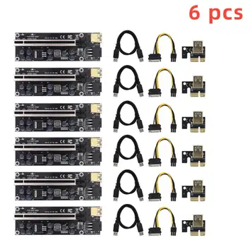 PCI-E Riser Card 009C Plus LED Stove PCIE X1 kad X16 6Pin SATA Adapterio plokštę 60CM USB 3.0 Kabelį Grafikos Plokštę, GPU Kasyba
