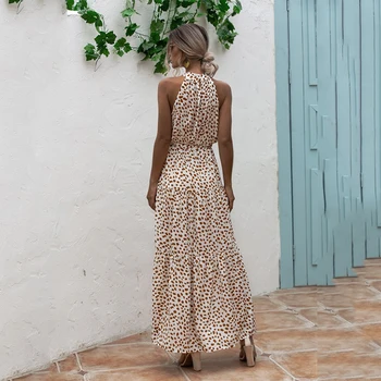Seksualus apynasrio rankovių vasaros suknelė moterims bohemijos maix ilga suknelė 2022 atsitiktinis leopard print suknelė vintage dot boho suknelė