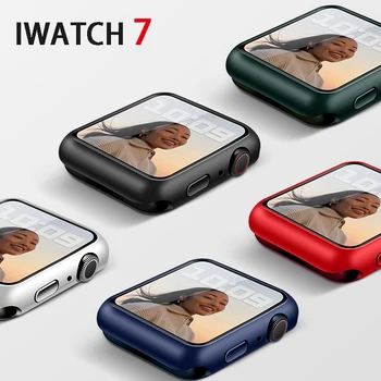 Stiklas+Dangtelis Apple Žiūrėti atveju 7 dirželis 45mm 41mm PC Bamperis Ekrano apsaugos iwatch Serija 7 Accessories