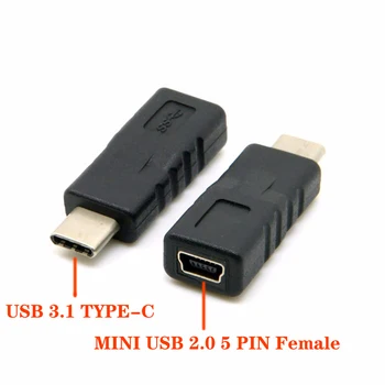 USB 3.1 C Tipo Male Jungtis, Mini USB 2.0 5Pin Moterų Duomenis Adapteris