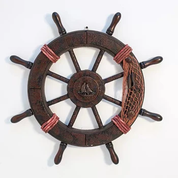 Viduržemio Jūros Kapitonas Vairo Medinių Retro Laivo Varantys Sienos Kabo Ornamentu Namų Kambarį Apdaila