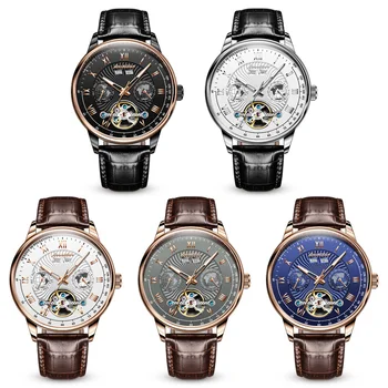 Šveicariškų laikrodžių visiškai automatinis mechaninis laikrodis, vyriški žiūrėti daugiafunkcinis Tourbillon mados verslo žiūrėti vyriški Žiūrėti